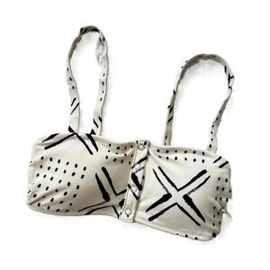 Aerie Bandeau Bikini Cream Black XS Printed bohemian